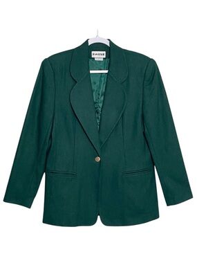 Joan Leslie Hunter Green Wool Blazer Jacket Career Office Work Fall Winter Sz 8